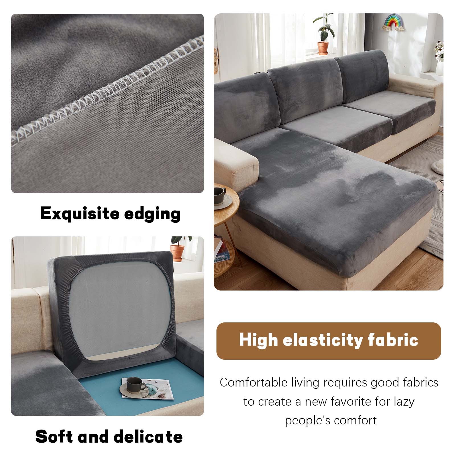 Modern Minimalist Autumn and Winter Plush Elastic Multi-Color Sofa Cover