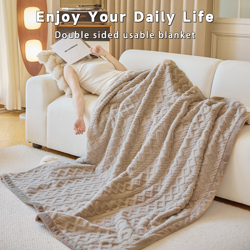Cozy Water-Resistant Knitted Flannel Sofa Blanket for Stylish Home Decor