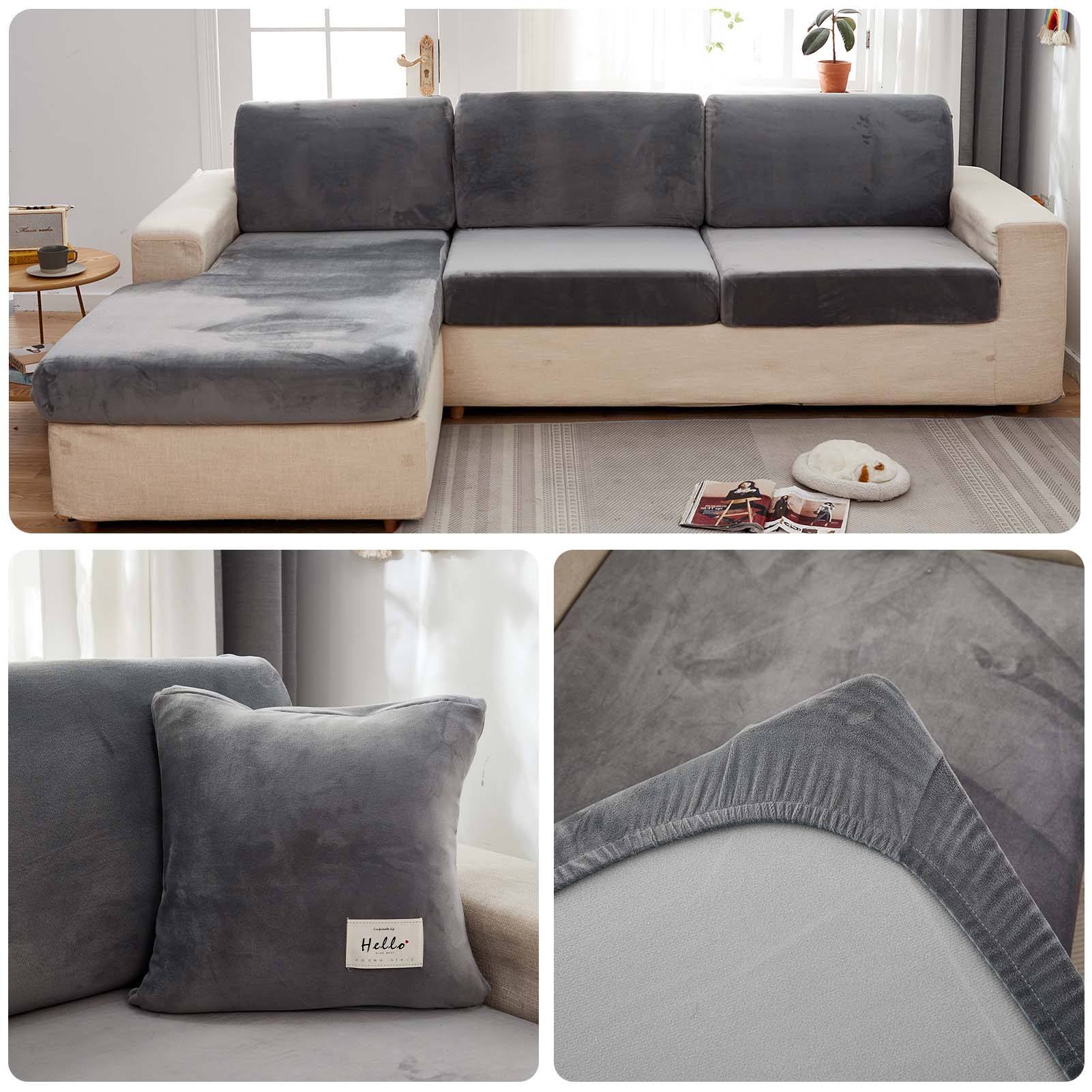 Modern Minimalist Autumn and Winter Plush Elastic Multi-Color Sofa Cover