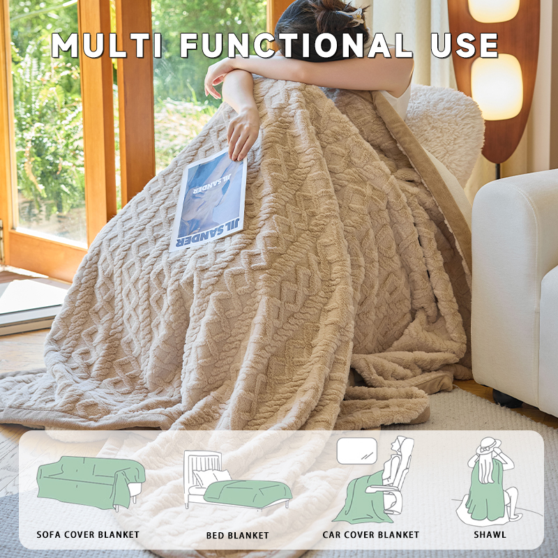 Cozy Water-Resistant Knitted Flannel Sofa Blanket for Stylish Home Decor