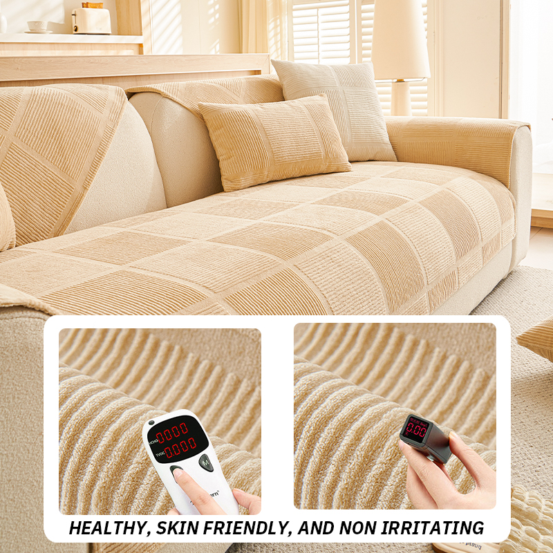 2025 New Milk Velvet Solid Color Thick Anti Slip Plush Sofa Cushion Cover