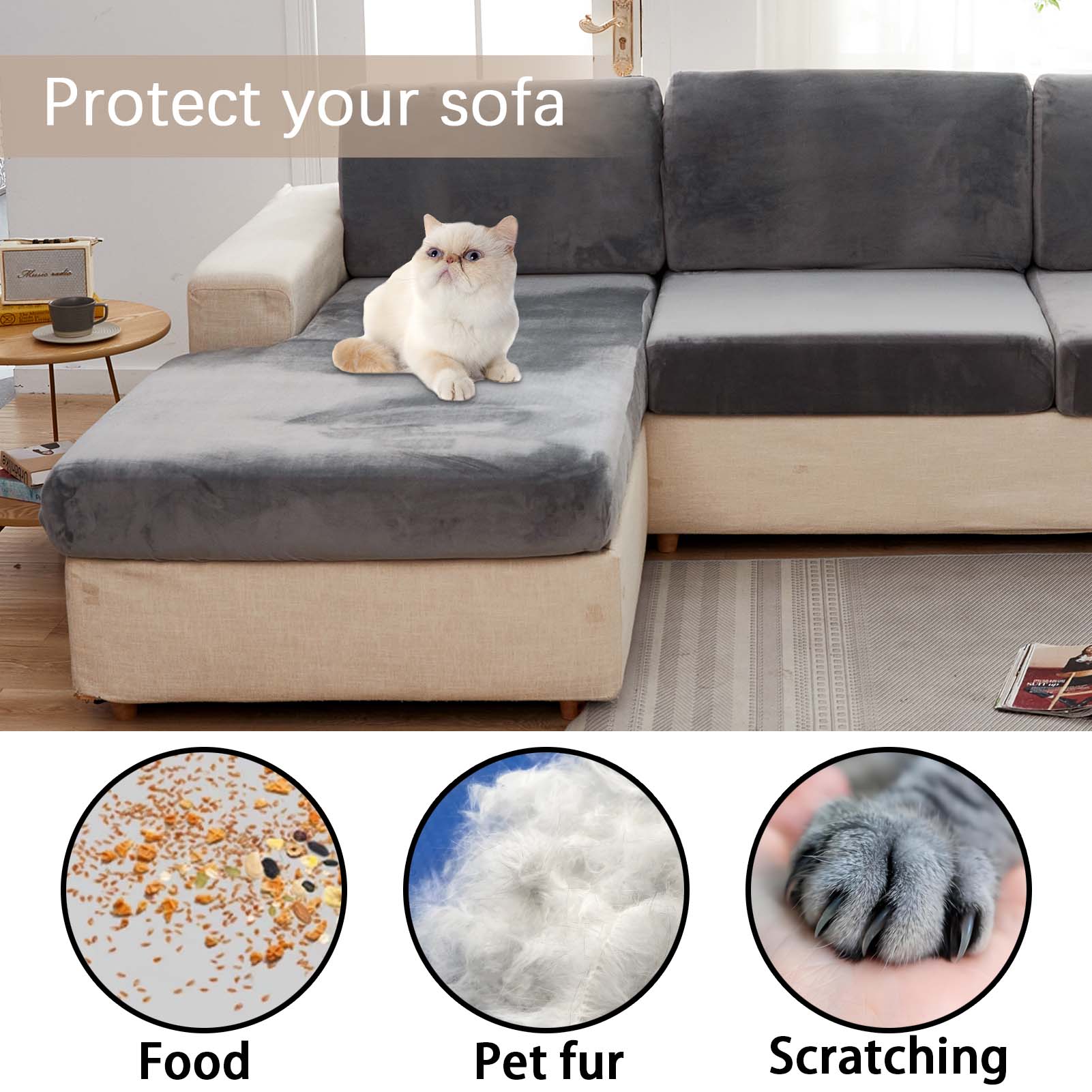 Modern Minimalist Autumn and Winter Plush Elastic Multi-Color Sofa Cover