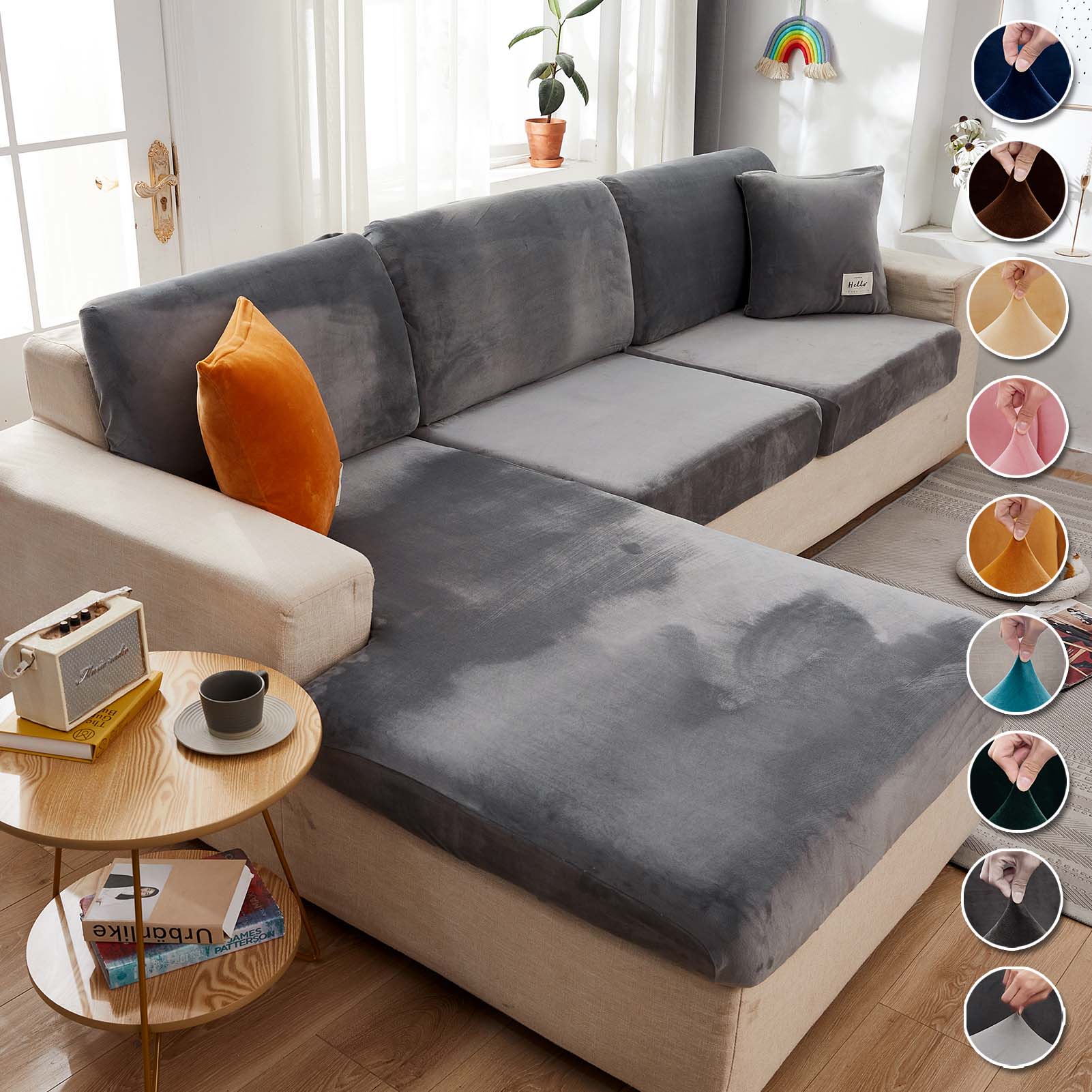 Modern Minimalist Autumn and Winter Plush Elastic Multi-Color Sofa Cover
